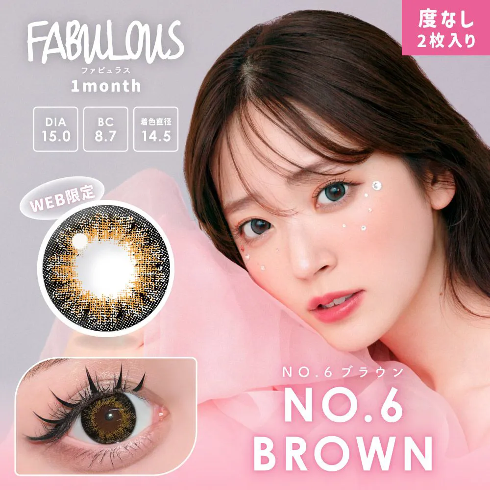 Fabulous 1month 《NO.6 ブラウン》 度なし 1箱2枚入り