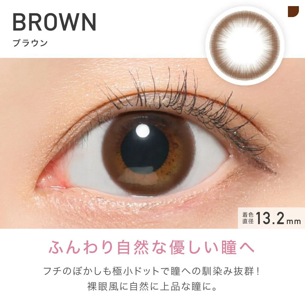 ReVIA 1month CIRCLE ブラウン DIA14.1 BC8.6 着色直径13.2 度あり1枚入り