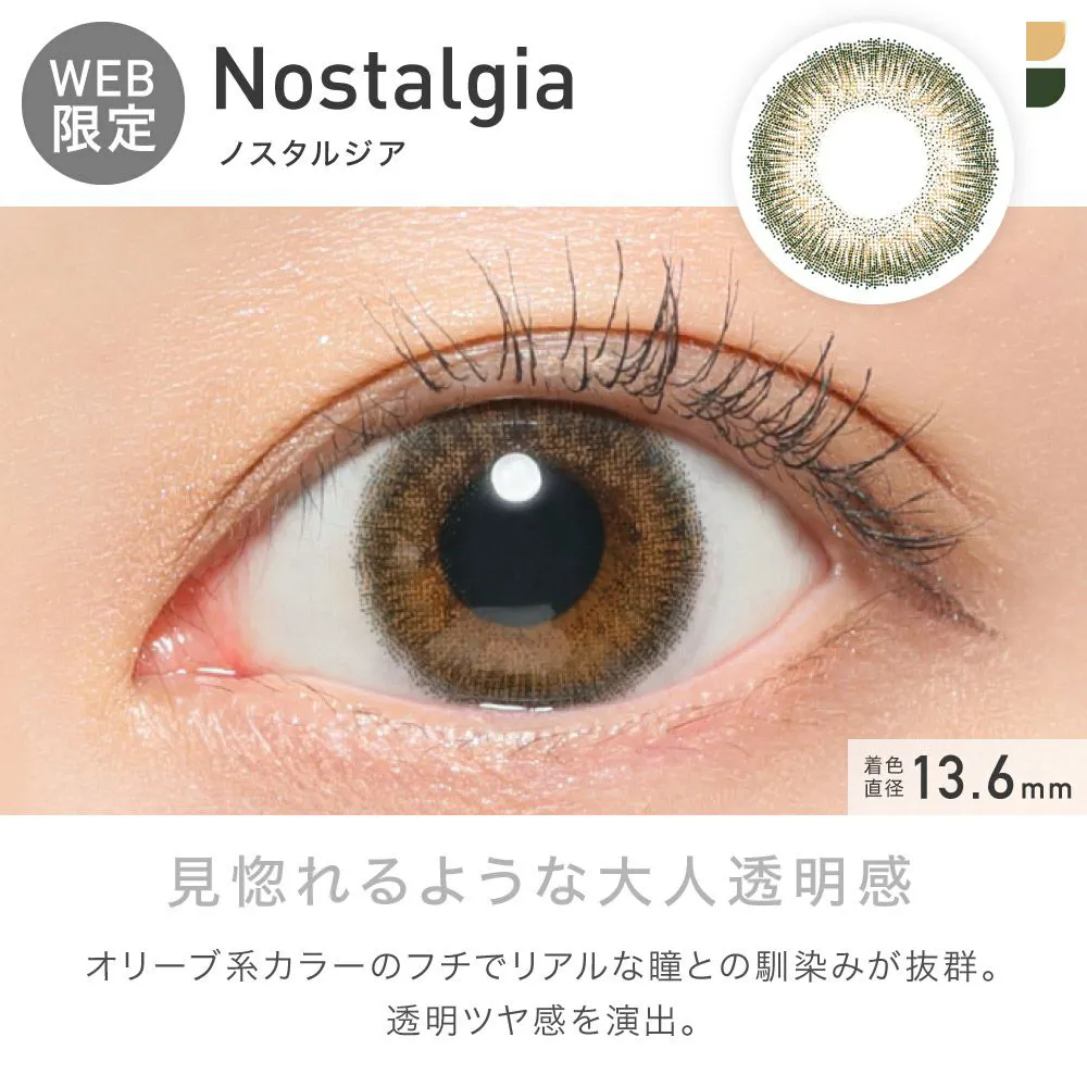 ReVIA 1month COLOR ノスタルジア DIA14.1 BC8.6 着色直径13.6 度あり1枚入り