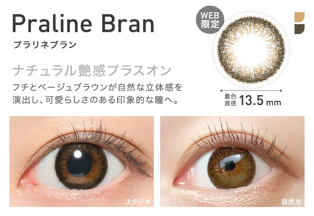 PralineBran(プラリネブラン) ナチュラル艶感プラスオン 着色直径13.5mm