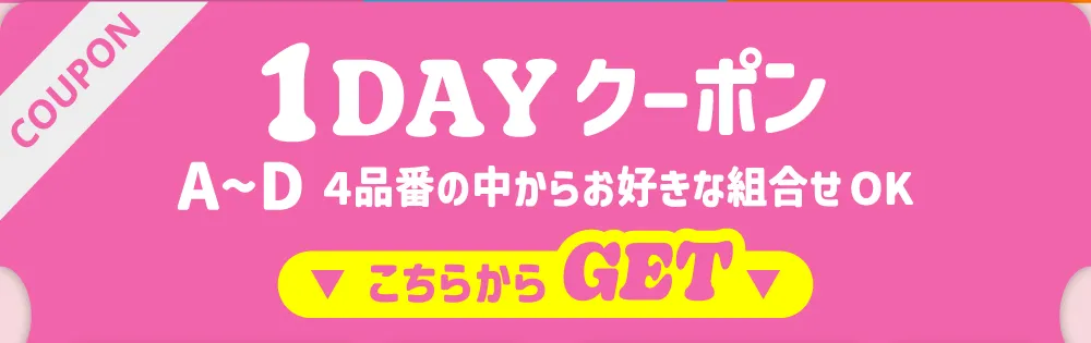1DAYクーポン A~D４品番の中からお好きな組合せOK